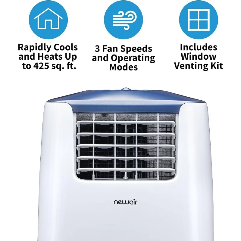 Newair 8,500 BTU Portable Air Conditioner in White, 4-in-1 Room AC Unit/Heater/Dehumidifier/Fan Mode, Portable AC Unit 24H Timer