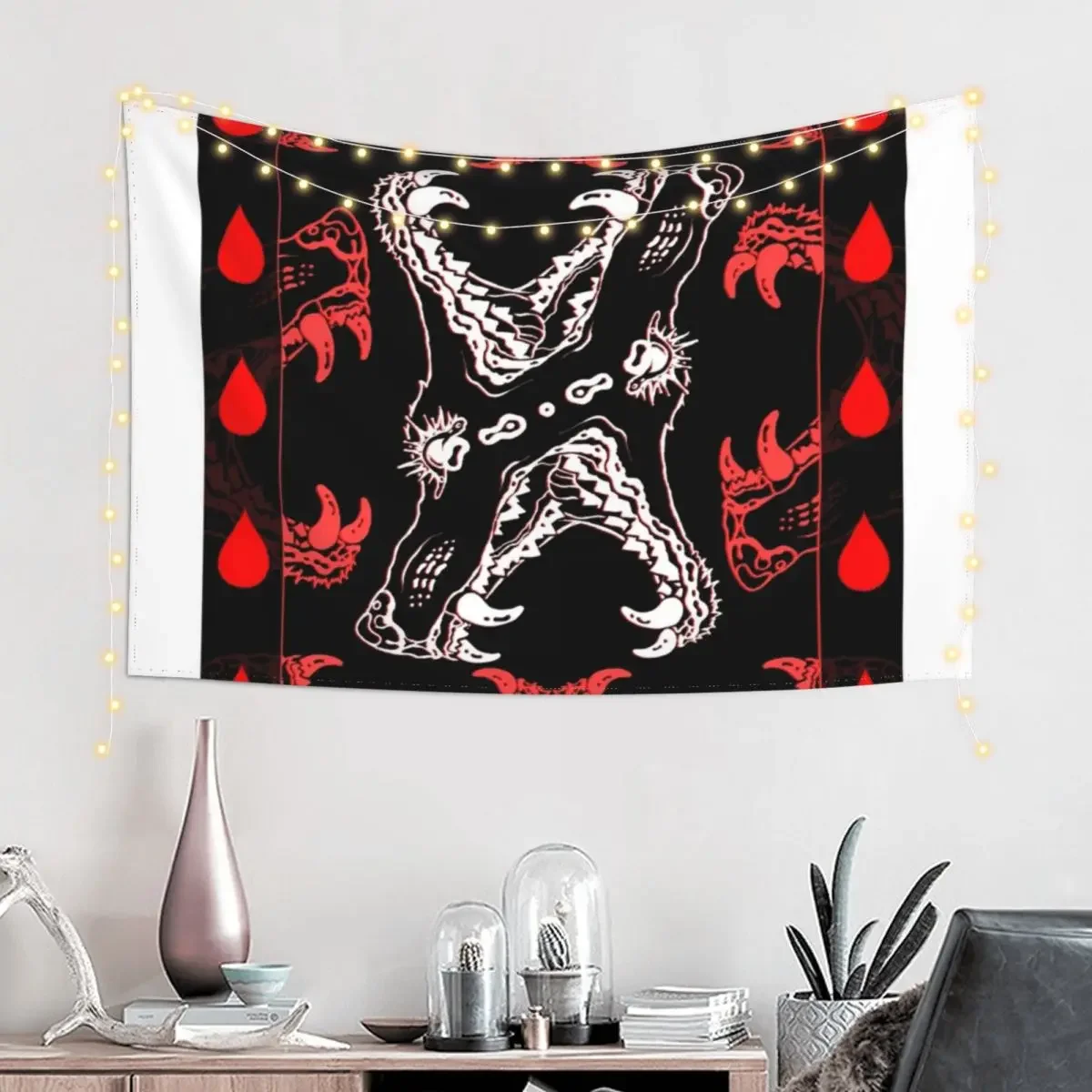 Gaping Jaws Dog Teeth Tapestry Carpet Wall Aesthetics For Room Tapestry