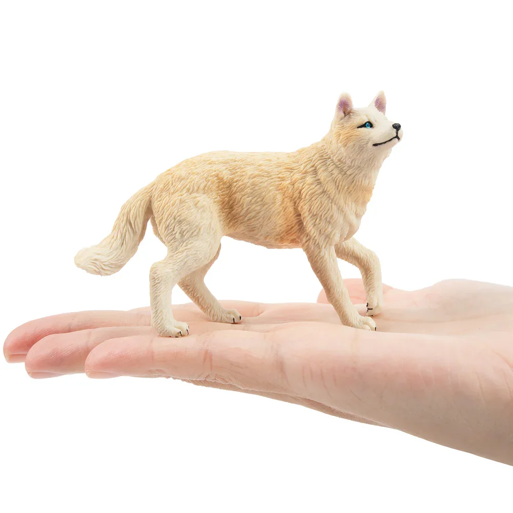 Toymany Simulazione In Piedi Lupo Artico Bianco Fauna Selvatica Modello Animale Giocattolo Mini Figure Bambole Action Figurine Giocattoli Regalo Dei Bambini