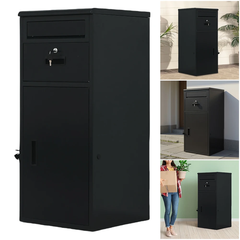 Package Delivery Box with Lock Outdoor Package Delivery for Porch House (Black)