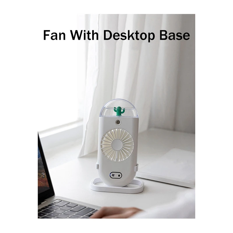 N02R-Portable Handheld Misting Fan, Rechargeable Personal Mister Fan, Battery Operated Spray Mist Fan For Outdoors