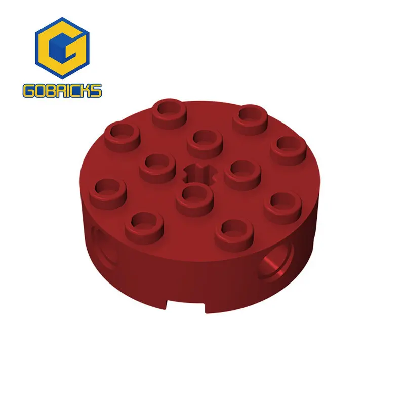 Gobricks 10PCS Brick Round 4 x 4 with 4 Side Pin Holes and Center Axle Hole compatible with lego 6222 Assembles Blocks toys