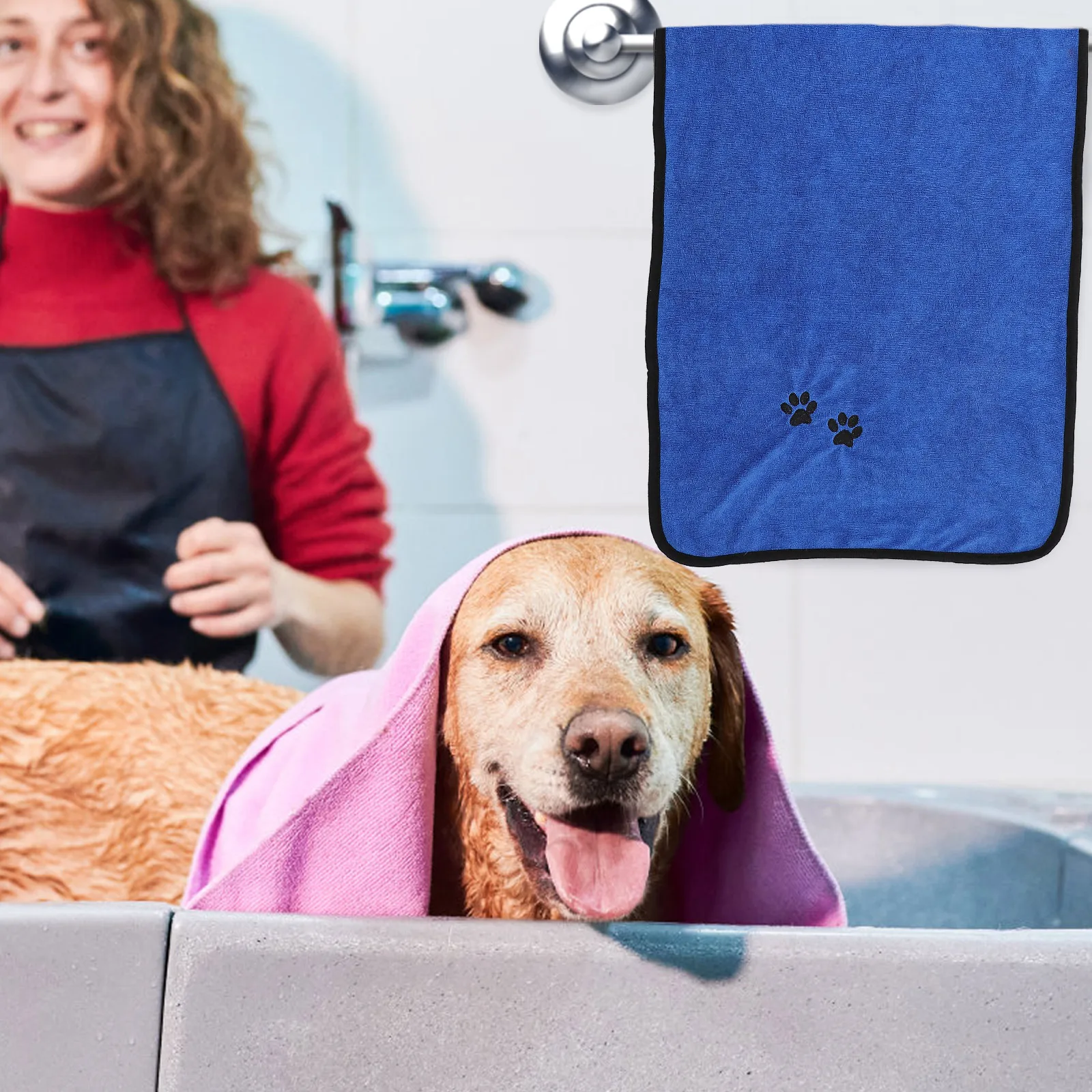 

Quick Dry Pet Towel for Bathing Dogs Cats Ultra Absorbent Soft Comfortable Foldable Blue Travel Dog Accessories