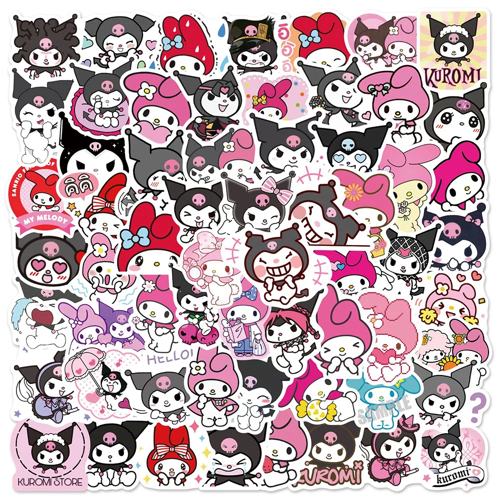 10/30/50/100Pcs Sanrio Anime Cartoon Stickers Kawaii Kuromi Melody Sticker Decals DIY Luggage Guitar Cute Graffiti Decoration