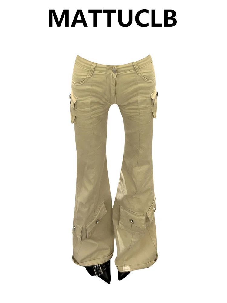 

Осень-зима 202, женские джинсовые брюки-карго с низкой посадкой Gyaru, джинсы-карго Y2k Harajuku, джинсы скинни, джинсы-клеш Gyaru