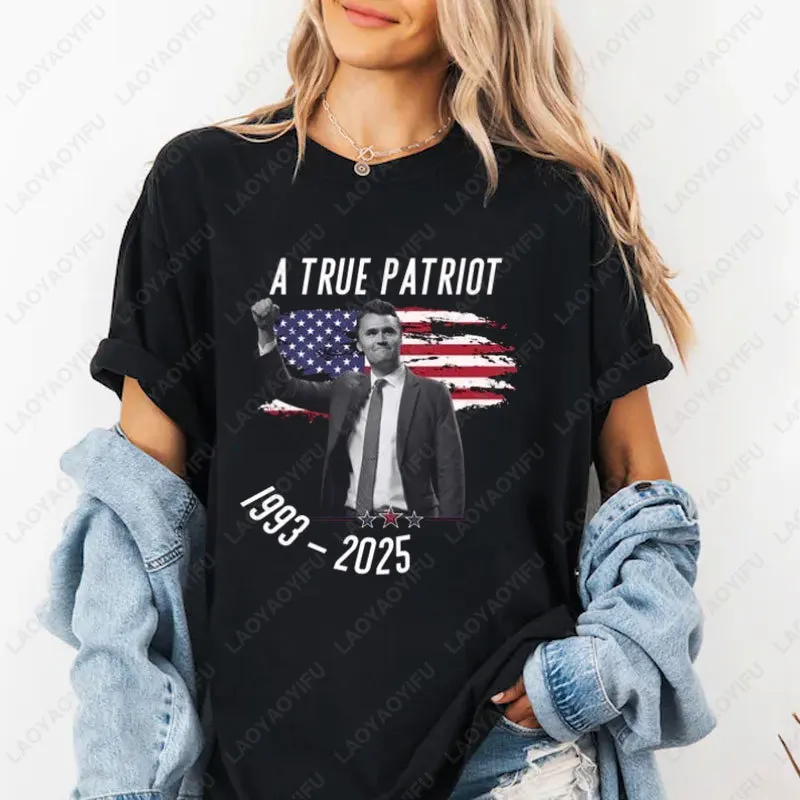 

Charlie Kirk Shirt A True Patriot USA Shirt Memorial Remembering Charlie Kirk Unisex High Quality Cotton Short-sleeve Tee Tops