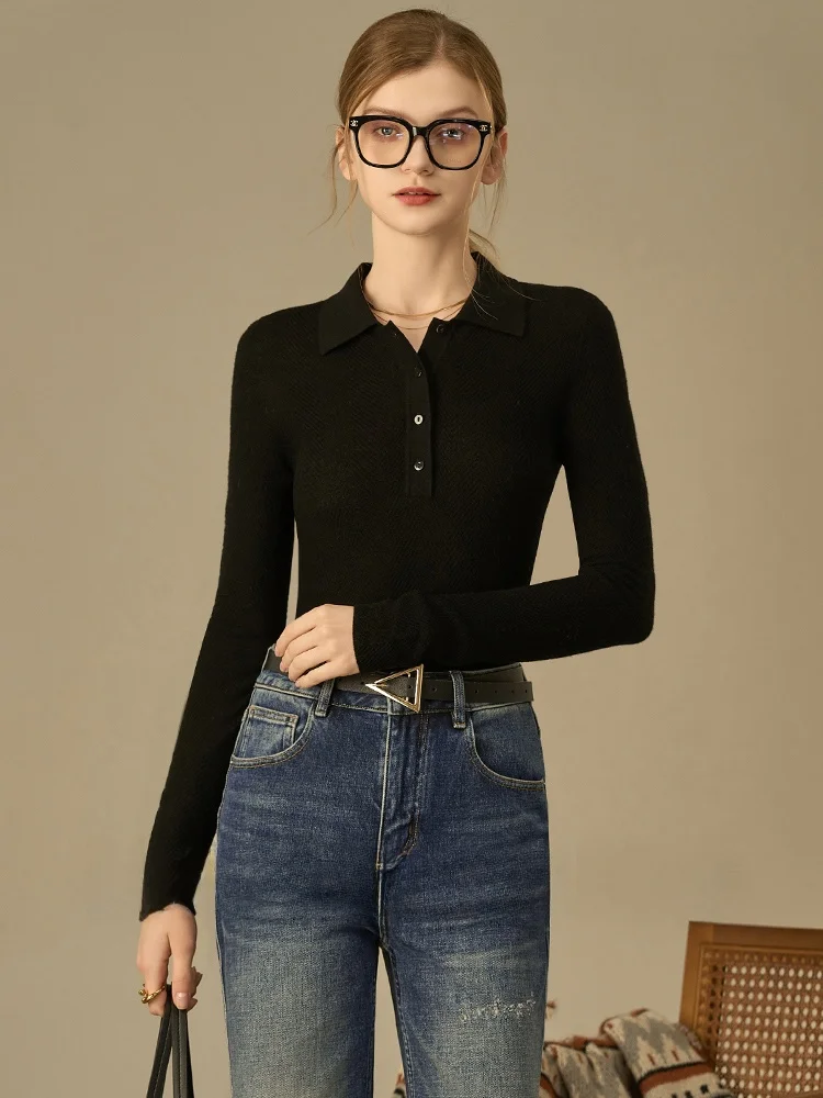 

Женская модная тонкая базовая кофта Liang Town LD·OJ из 100% тонкой шерсти с эстетичным узором Fibone, вязаная, облегающая