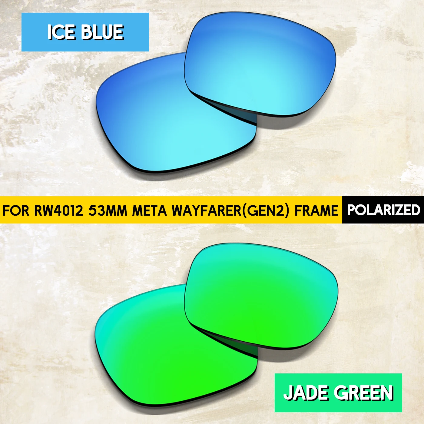 

2 пары поляризованных сменных линз для очков Meta Wayfarer (Gen2) RW4012 (Gen1) RW4008 53 мм AI