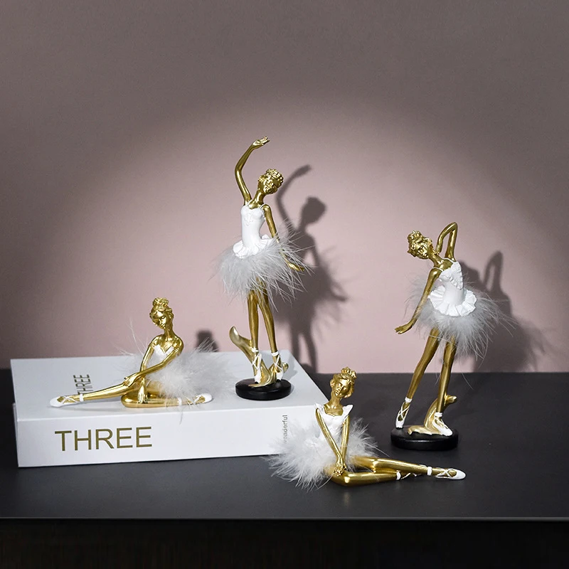 Ballerina Statue Resin Collection Statuette Ballet Dancer Sculpture Ballet Girl Figurine For Entrance Bookshelf Home Decor