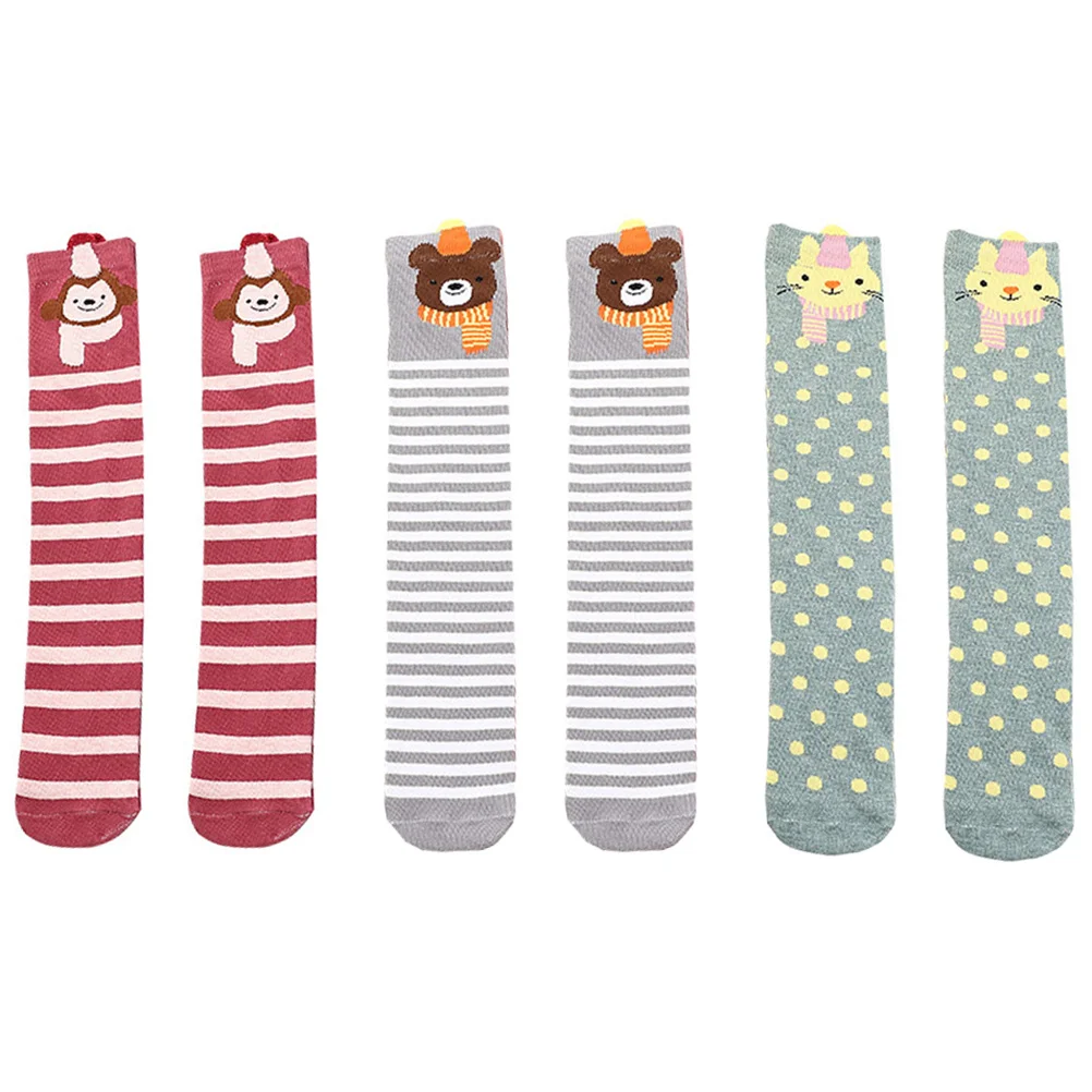 

3Pairs Children Cartoon Cotton Knee Socks Kids High Socks Warm Comfortable for Boys Girls Kids Sock Children Sock