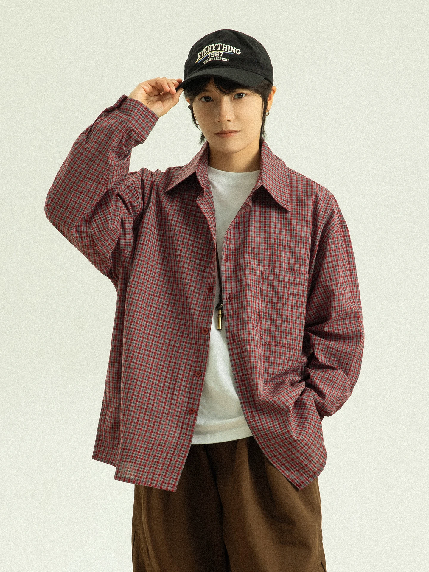 

GoodNorth Ретро красная клетчатая свободная длинная све irt повседневная универсальная женская хлопковая удобная дышащая осенняя мода