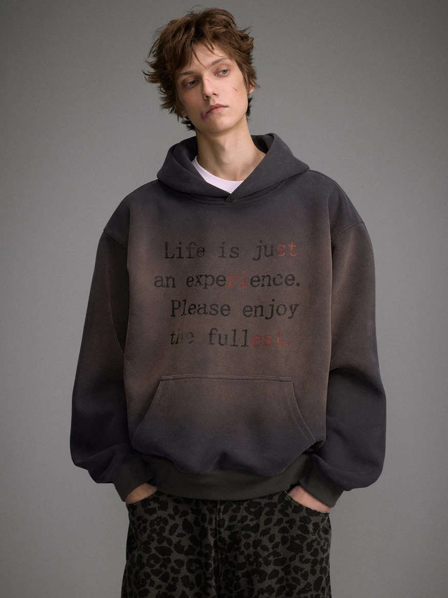 

Мужская толстовка в стиле ретро-американо с капюшоном, весна 2026, новинка, с буквенным принтом, модная, свободного кроя, повседневная, из хлопка и полиэстера