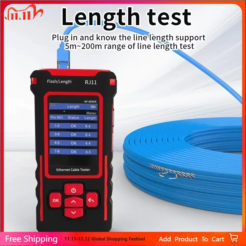 Hot Sell Noyafa Customization Line Finder Network Tester With Red Light Single Head Crimping Length Breakpoint IP Scanning