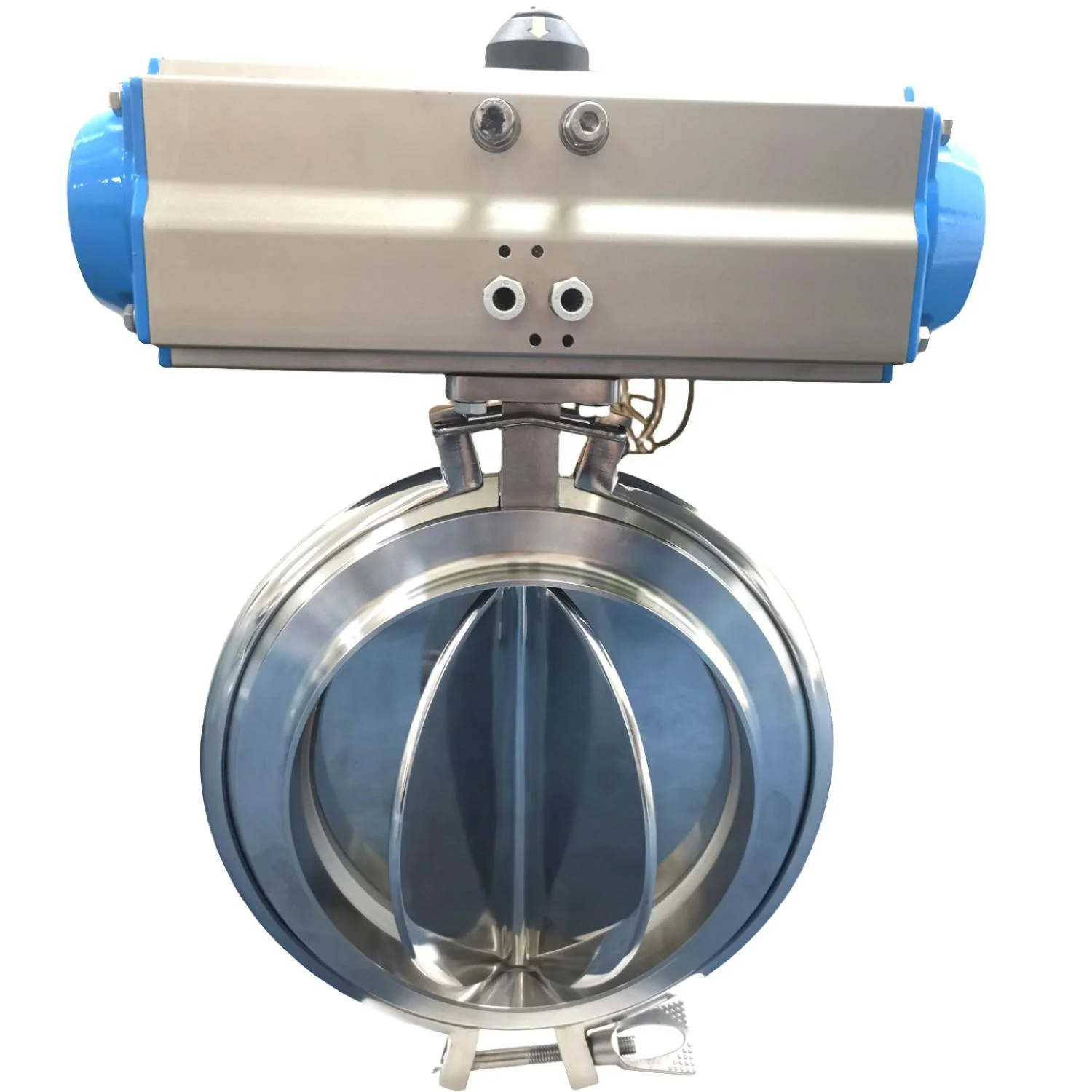 DN200 SMS SS316L Food Grade Sanitary Stainless Steel Air Pneumatic Forge Powder Butterfly Valve with Butt Weld End