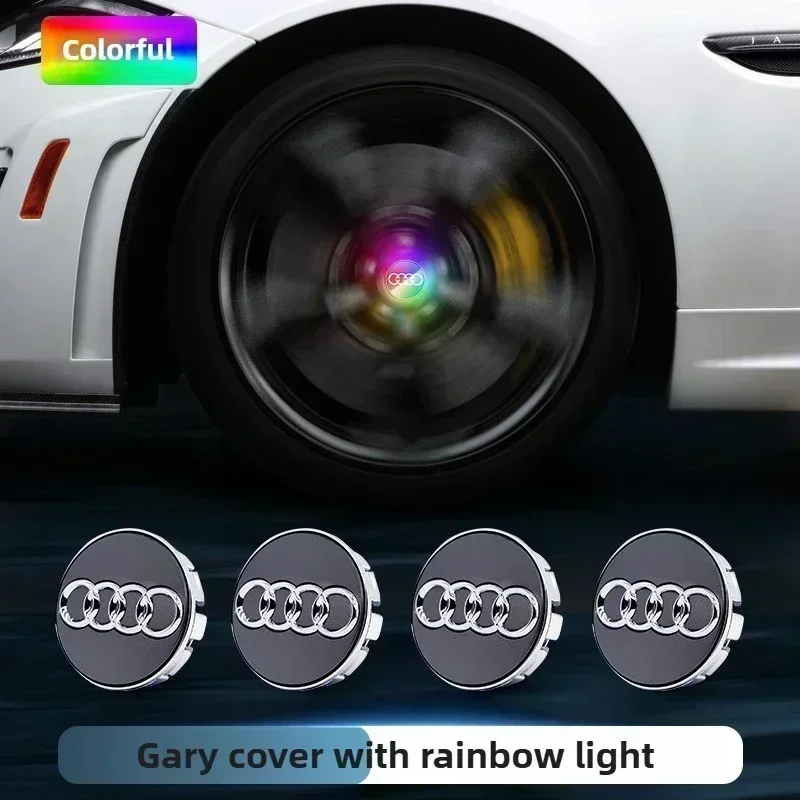 AUDI 4pcs 61mm 68mm Hub Led Lights Cap Car Floating Illumination Wheel Center Covers Caps For AUDI A3 A4 A5 A6 A7 A8 S4 Q7 Q3 Q5 image 3