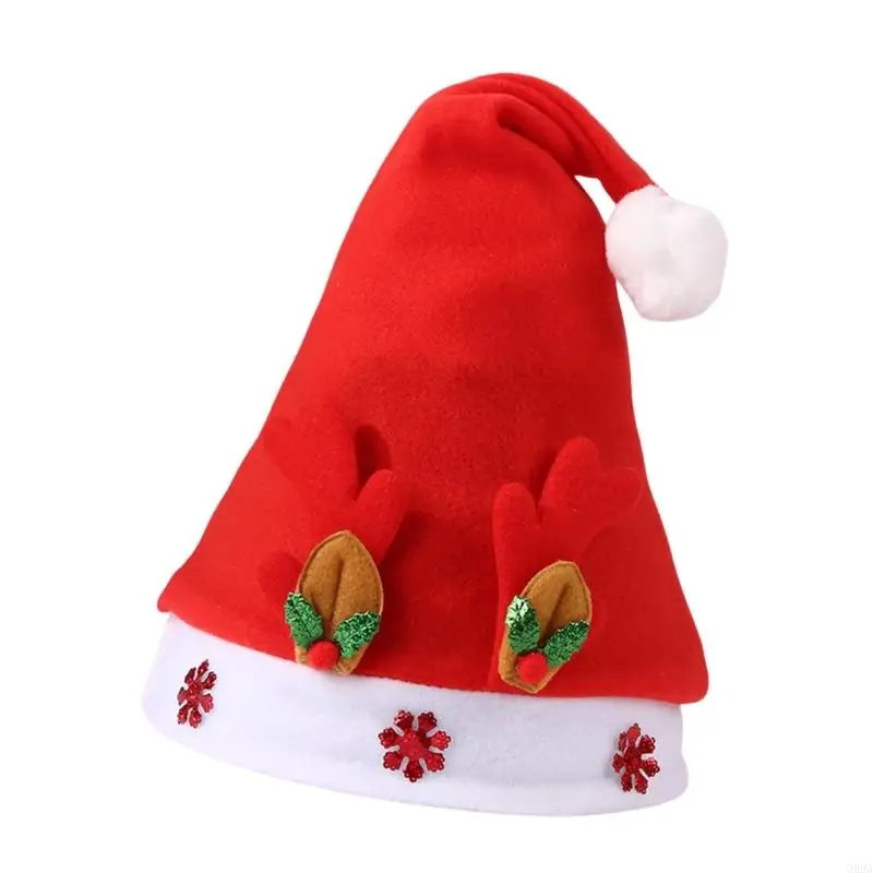 G99A Antlers chapeau Noël doux confortable Snowflake Santa Caps Adult Kids Ornement Party Decoration Supplies