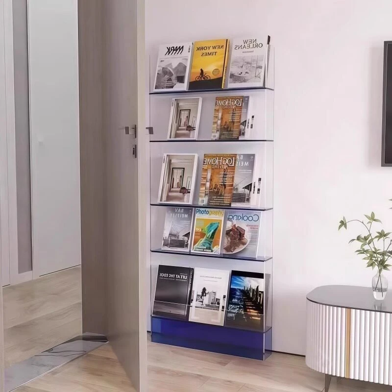 Acrylic book and newspaper shelf floor-to-ceiling storage bookcase display bookshelf