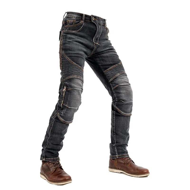 

Knee Zipper Wear-resistant Kevlar MOTO Pants Aramid Motorcycle Elastic Jeans Riding Knight Pants Racing Anti-slip Trousers