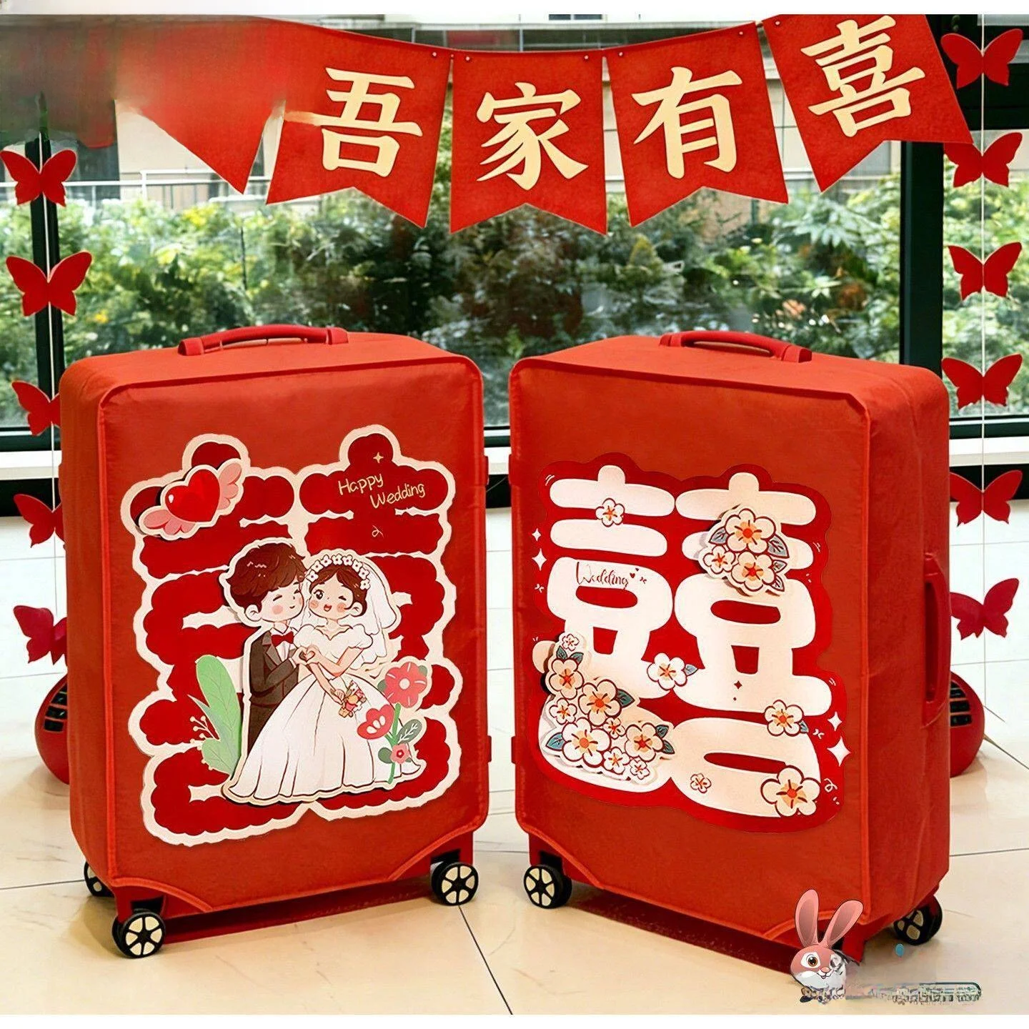 wedding-red-luggage-cover-travel-dustproof-bag-protector-for-suitcase-handbag-pure-e-commerce-golden-lotus-brand-accessory