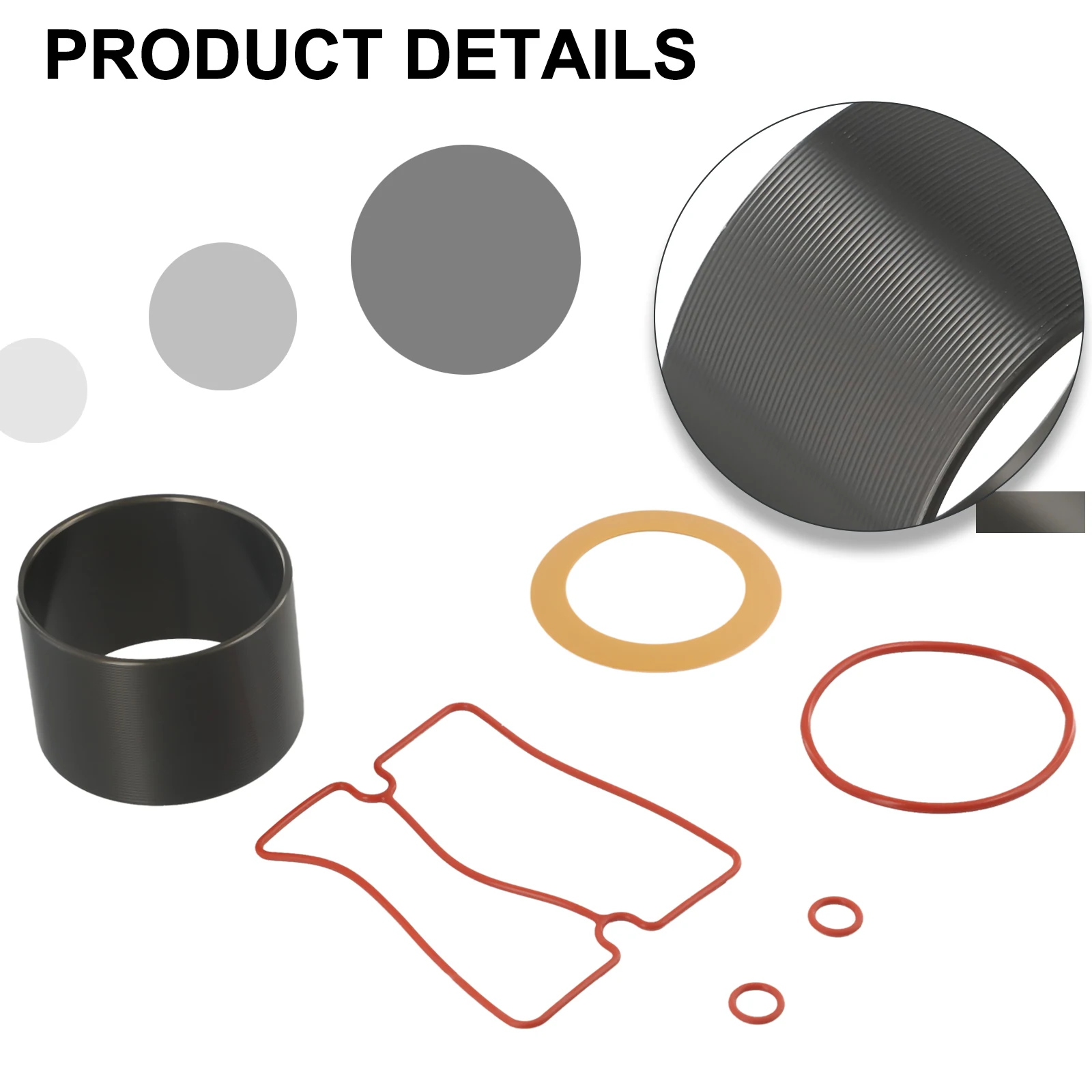 Air Compressor Cylinder Sleeve And Piston-Ring Kit For 550W To 1500W Oil-Free Pumps Includes 4 Nitrile Rubber Gaskets