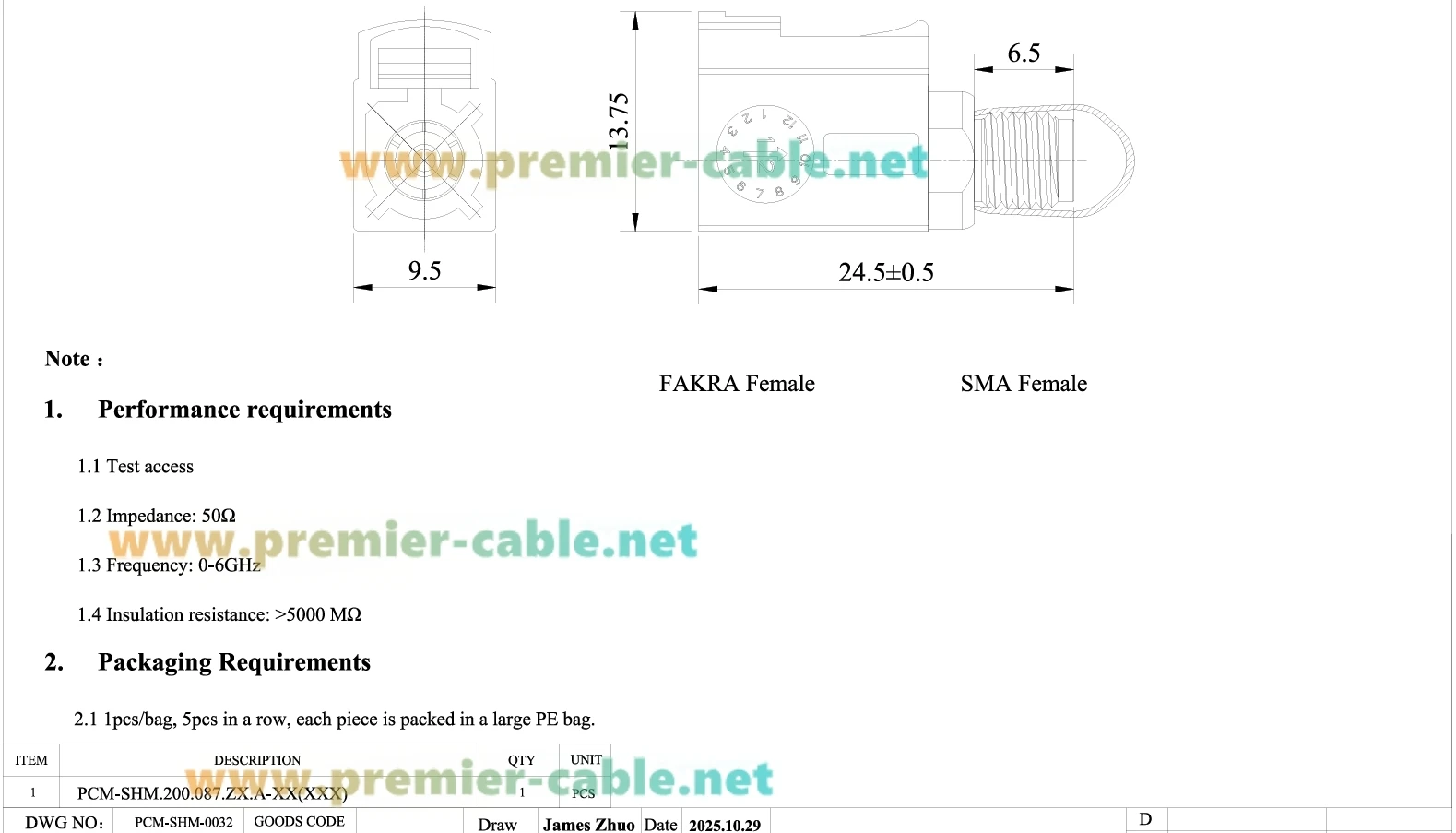 FAKRA Z Buchse auf SMA Buchse RF-Koaxialadapter 50 Ohm Fahrzeug-GPS-Antennenanschluss für 4G LTE/5G Telematik, ADAS – Detail 1