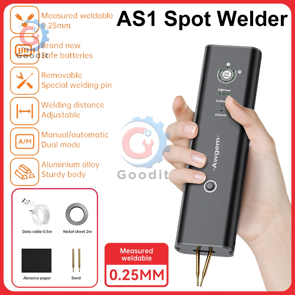 

Portable Spot Welder Manual/Automatic 11 Gears Energy Storage Spot Welding Welding Pitch Adjustable for 18650 Lithium Battery