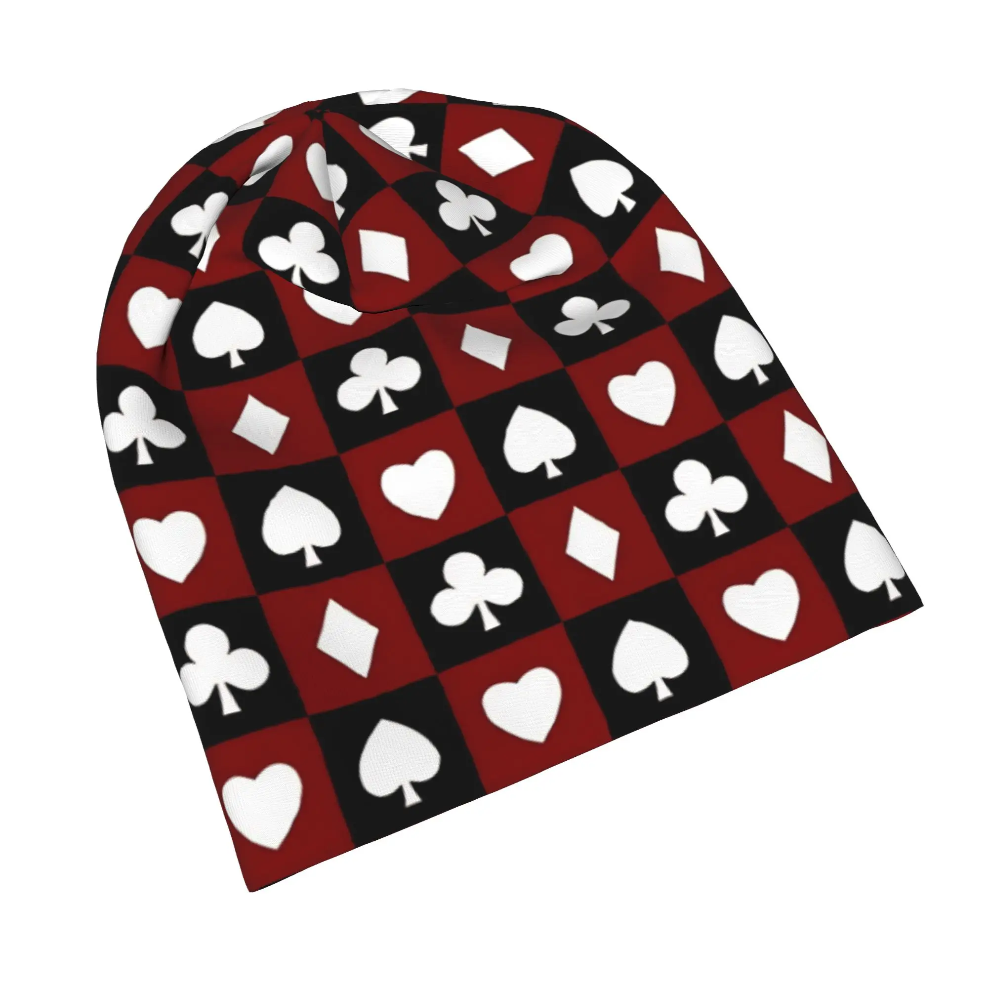 Card Suits  Hearts Diamonds Clubs Spades Poker Bonnet Hats Street Skullies Beanies Hats  for Men Women Spring Dual-use Caps
