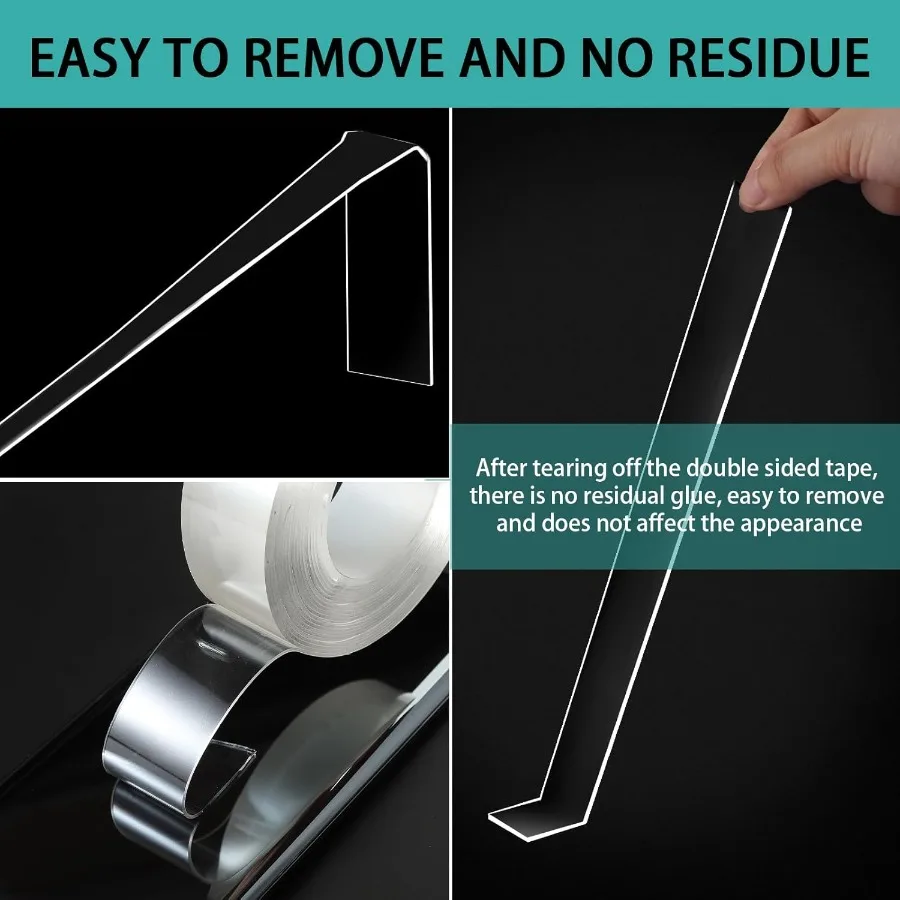 1 2in 10ft fita dupla face resistente acrílico pegajoso fita de montagem claro removível forte adesivo dupla face para sinal foto p