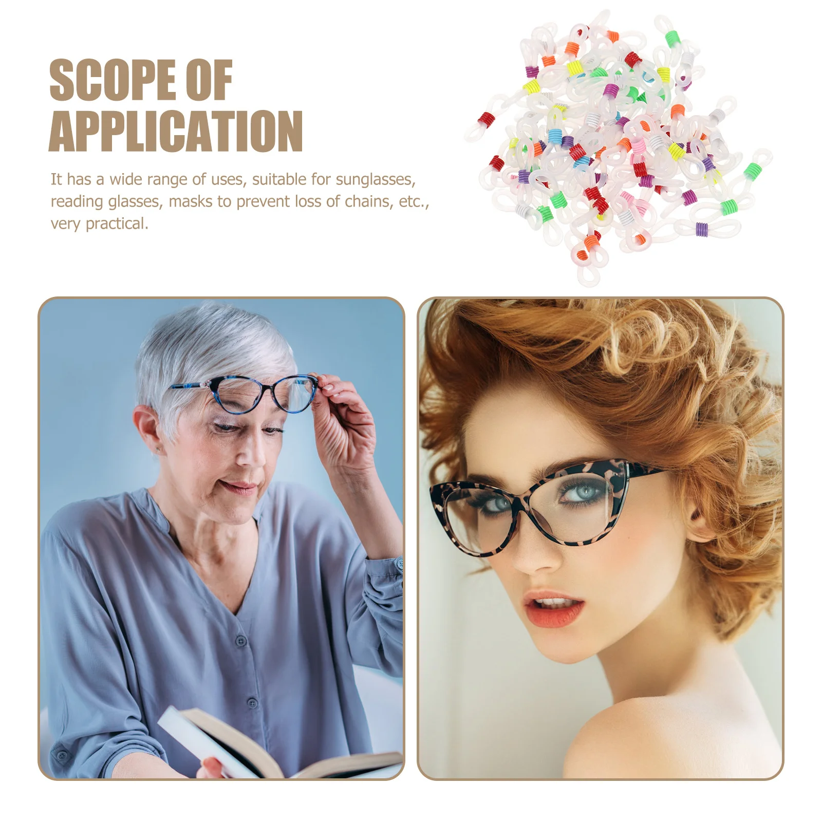 

100Pcs Eyeglass Chain Ends Rubber Anti-Slip Connector for Glasses Sunglasses Mask Chain Accessories Glasses Strap Connectors