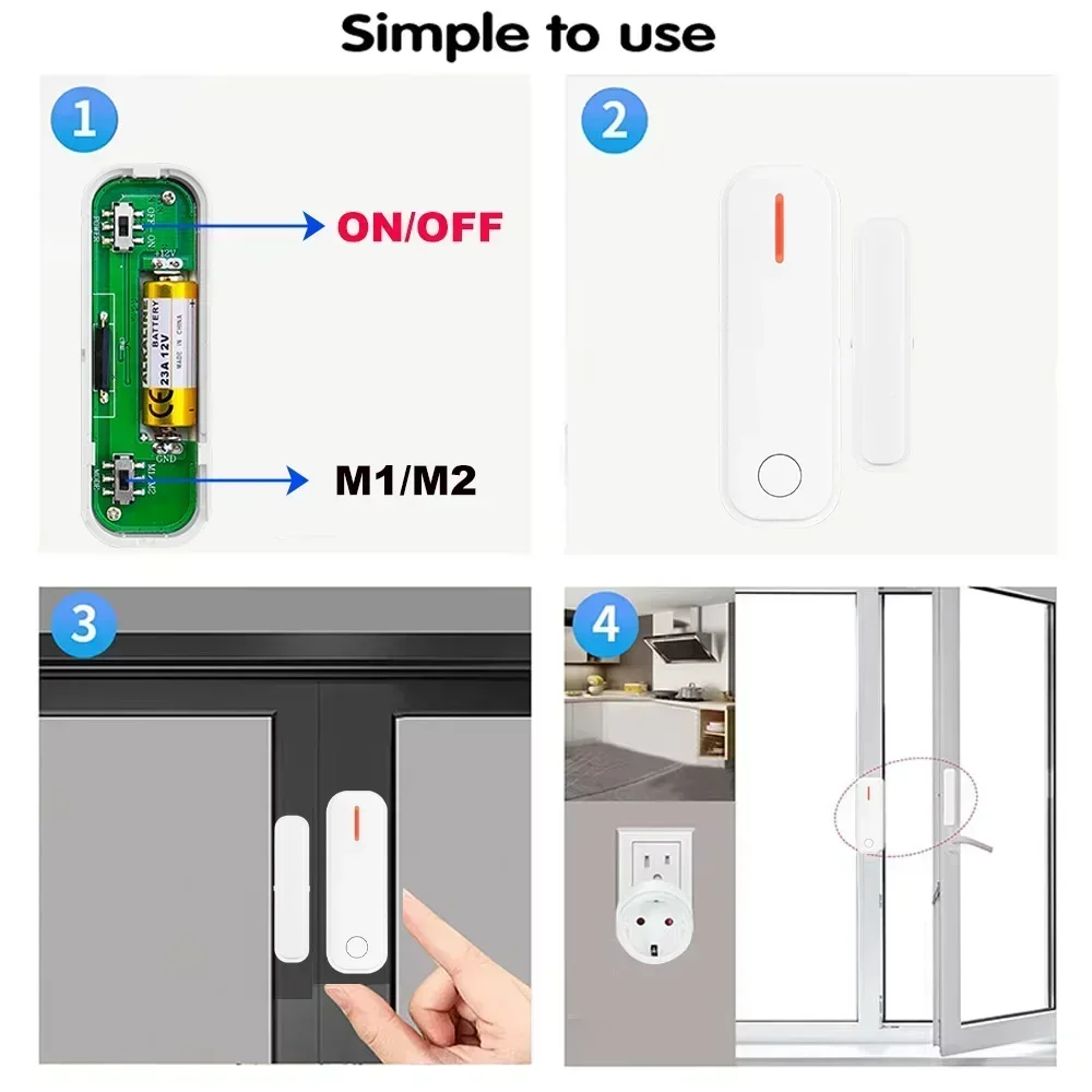 RF Contact Sensor Door and Window Open/Closed switch Detectors AC110V 220V Smart Home Radio exhaust control for range hoods