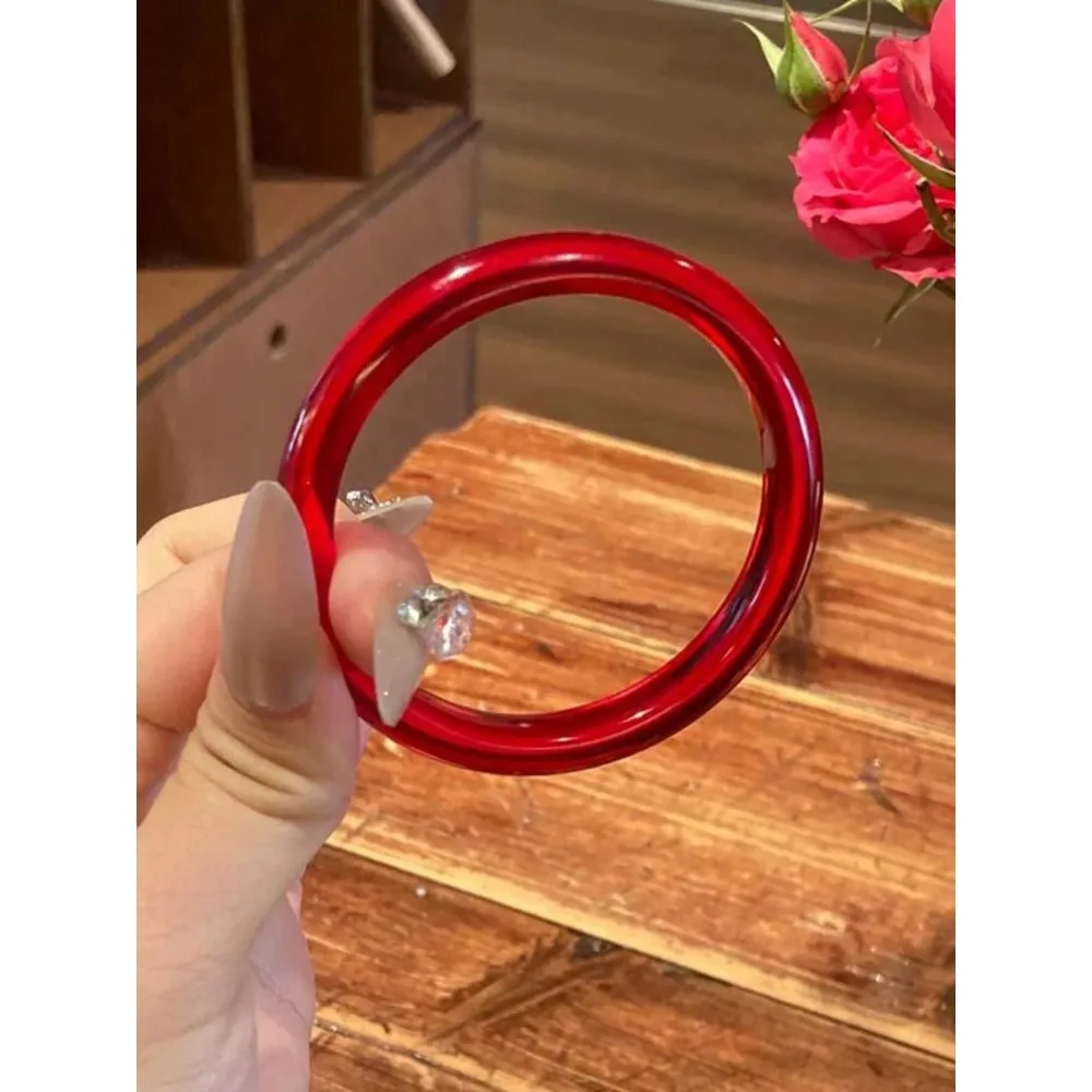 Pure natural red crystal bracelet jade bracelet women's ice white moonlight chalcedony new Chinese style gift