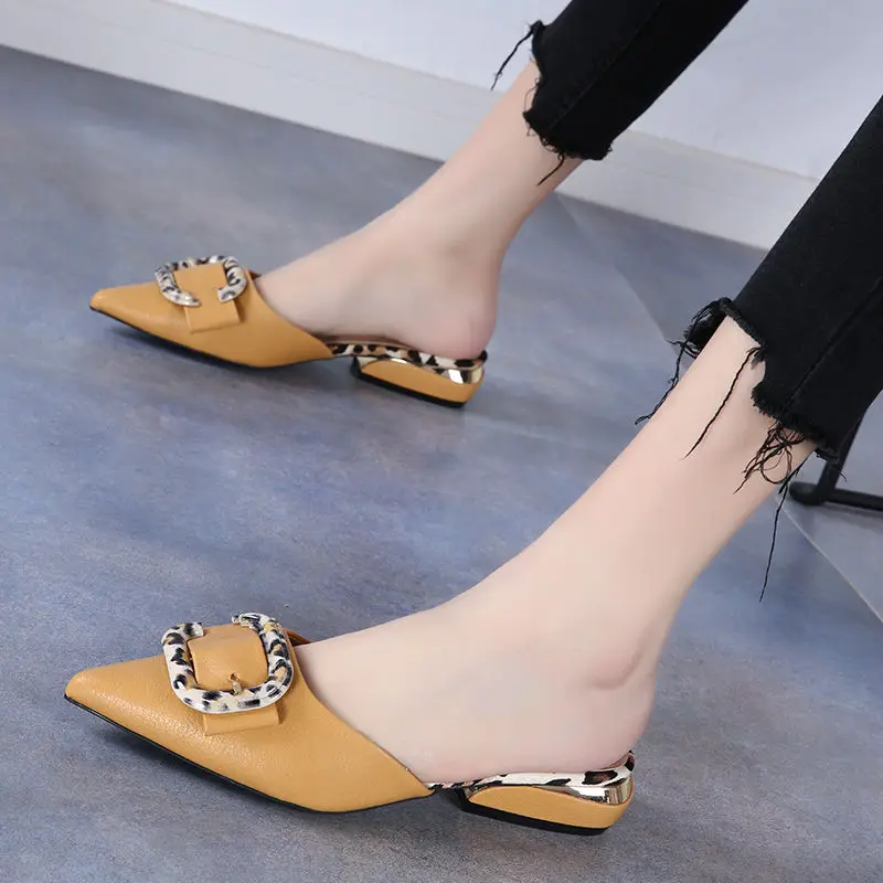 Elegant Medium Heel Women\'s Shoes Bow Luxury Party Fashion Ladies Slippers and Sandals Designer Summer New 2024 Mules Shoes Cute