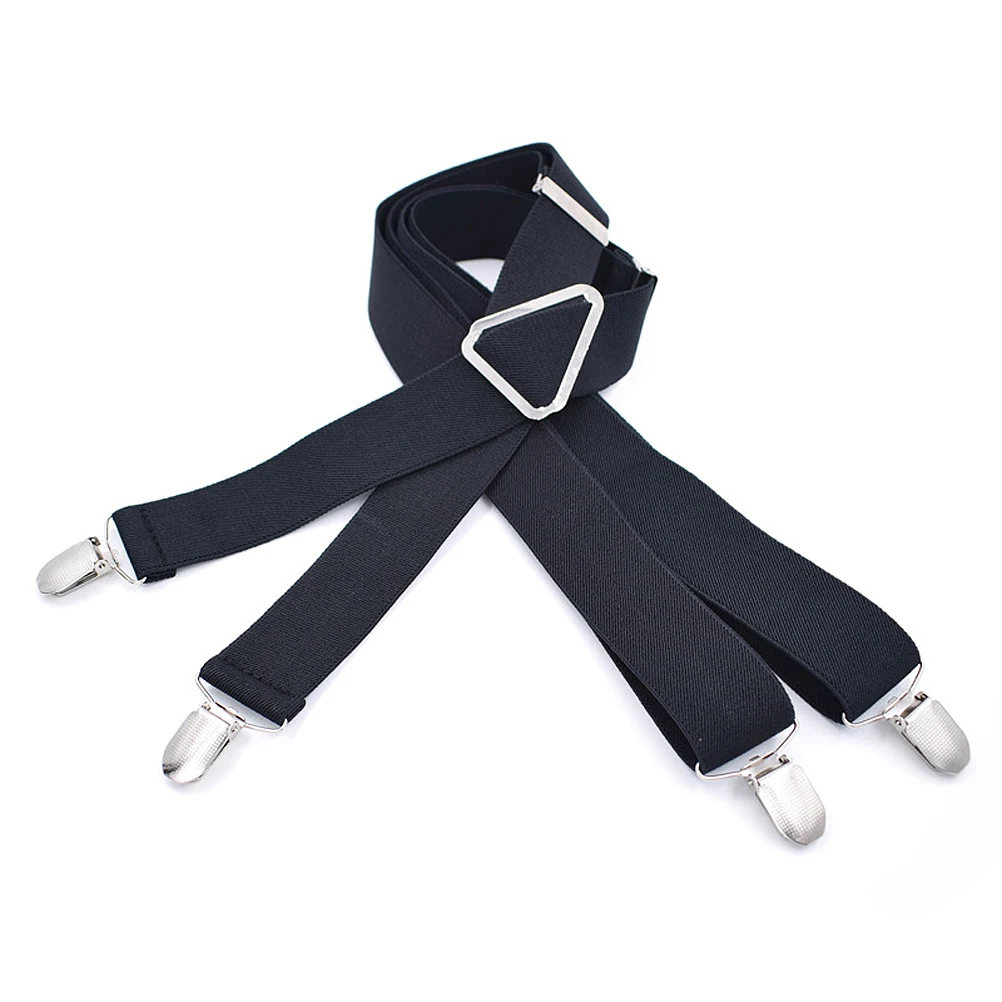 

1pc X Shape Mens Suspenders Wide Adjustable and Elastic Braces Pants Strap Heavy Duty with 4 Strong Clips for Male (Black)