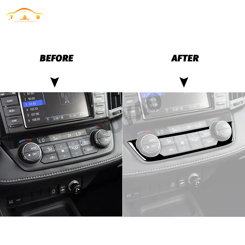 Interior Accessories For Toyota Rav4 2014 2015 2016 2017 2018 2019 Piano Black Central Control Air Conditioning Switch Trim Stic