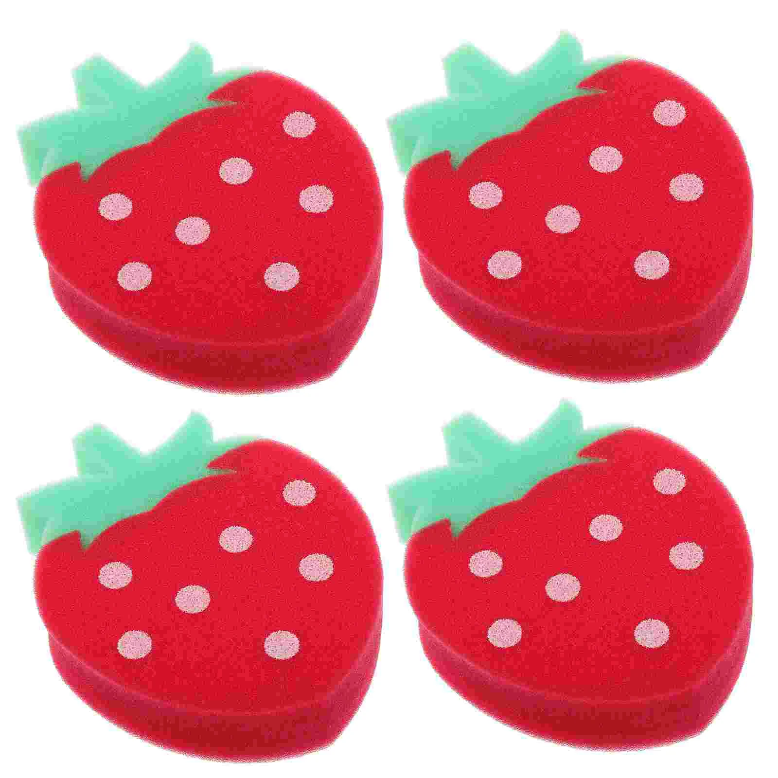 4 Pcs Strawberry Sponge Brush Kids Toys Fruit Dishwashing Body Scrubber Bath Stuff Child Cute Soft Shaped Sponge Baby Shower