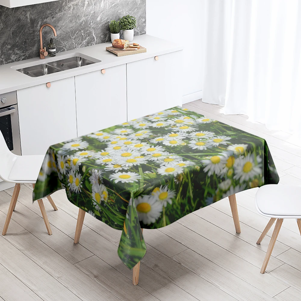 Small daisy tablecloth lily of the valley  antifouling and waterproof rectangular kitchen table home decoration