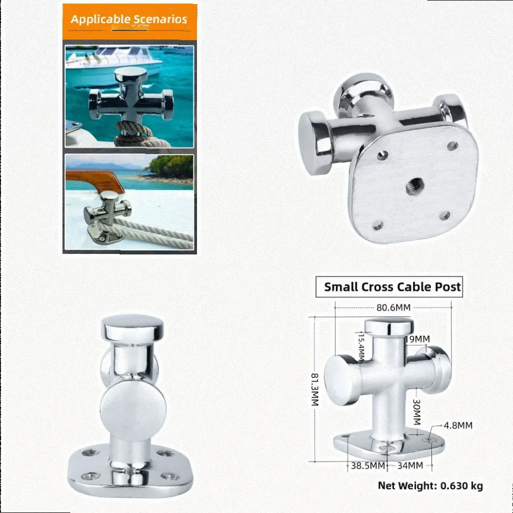 Compact Design Marine Cleat Marine Bitt 63*63mm Marine Cleat Precision Casting Silica for sol Process Hand Polished
