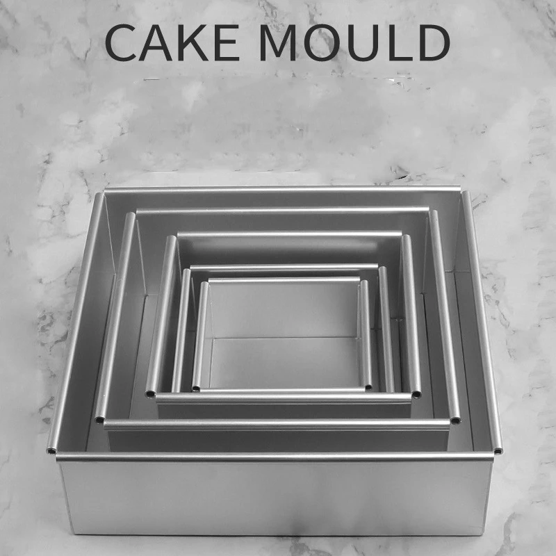 Square Cake Pan with Removable Bottom Anodized Aluminum Wedding Birthday Baking Cake Tin Cheesecake Pan Chiffon Mold stencil