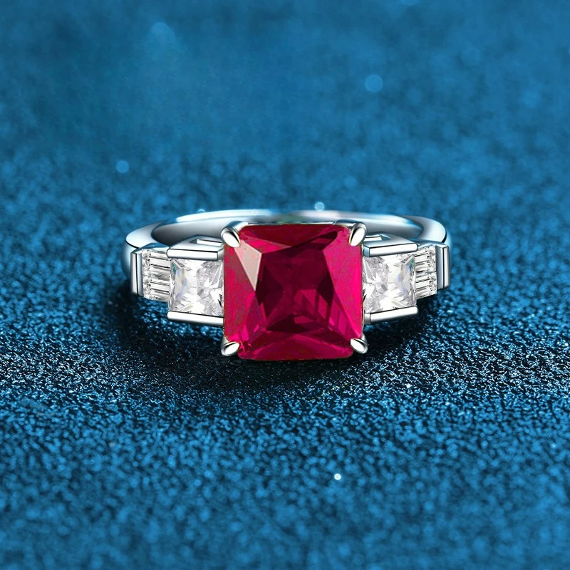 

Минималистское кольцо PT950 с платиновым искусственным драгоценным камнем, изумрудным сапфиром и рубином для женщин с высоким смыслом роскоши