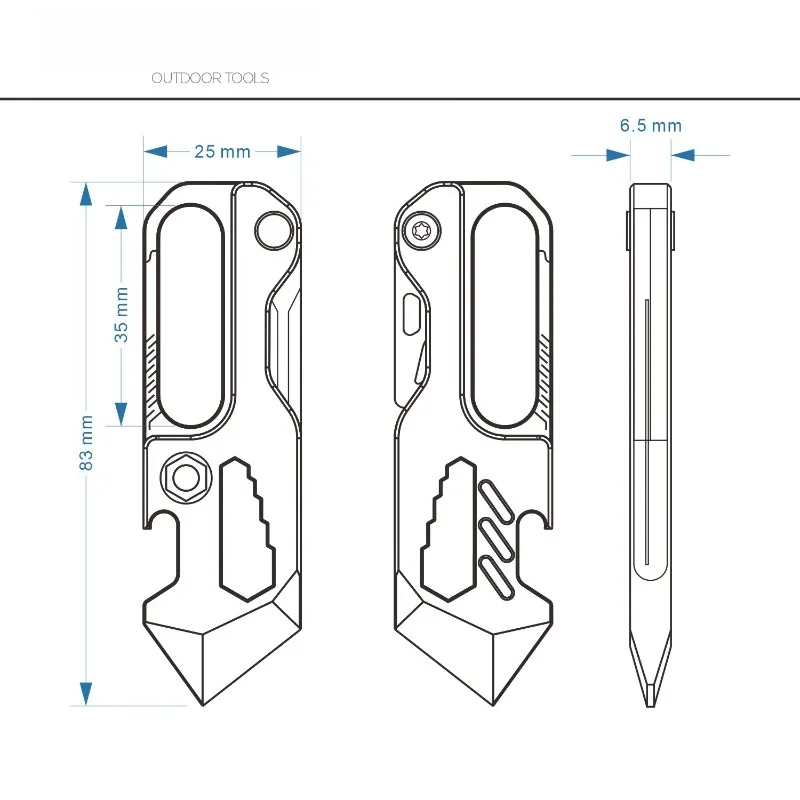 Titanium EDC Multi Tool Keychain Portable Outdoor Camping Survival Tool with Bottle Opener Wrench Crowbar Window Breaker