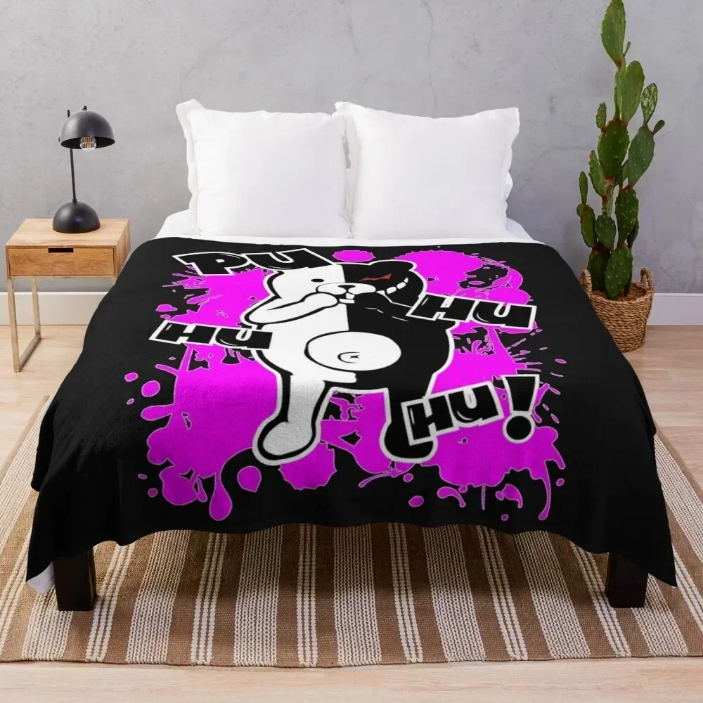 Monokuma Danganronpa - Puhuhuhu Throw Blanket Cute For Decorative Sofa Plaid Blankets