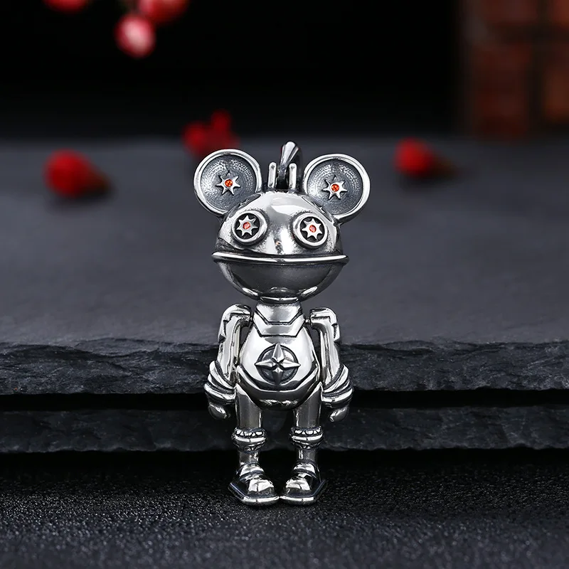 Wholesale 925 sterling silver pendant, interstellar bear necklace, hanging bear for men and women, Thai silver vintage antique a