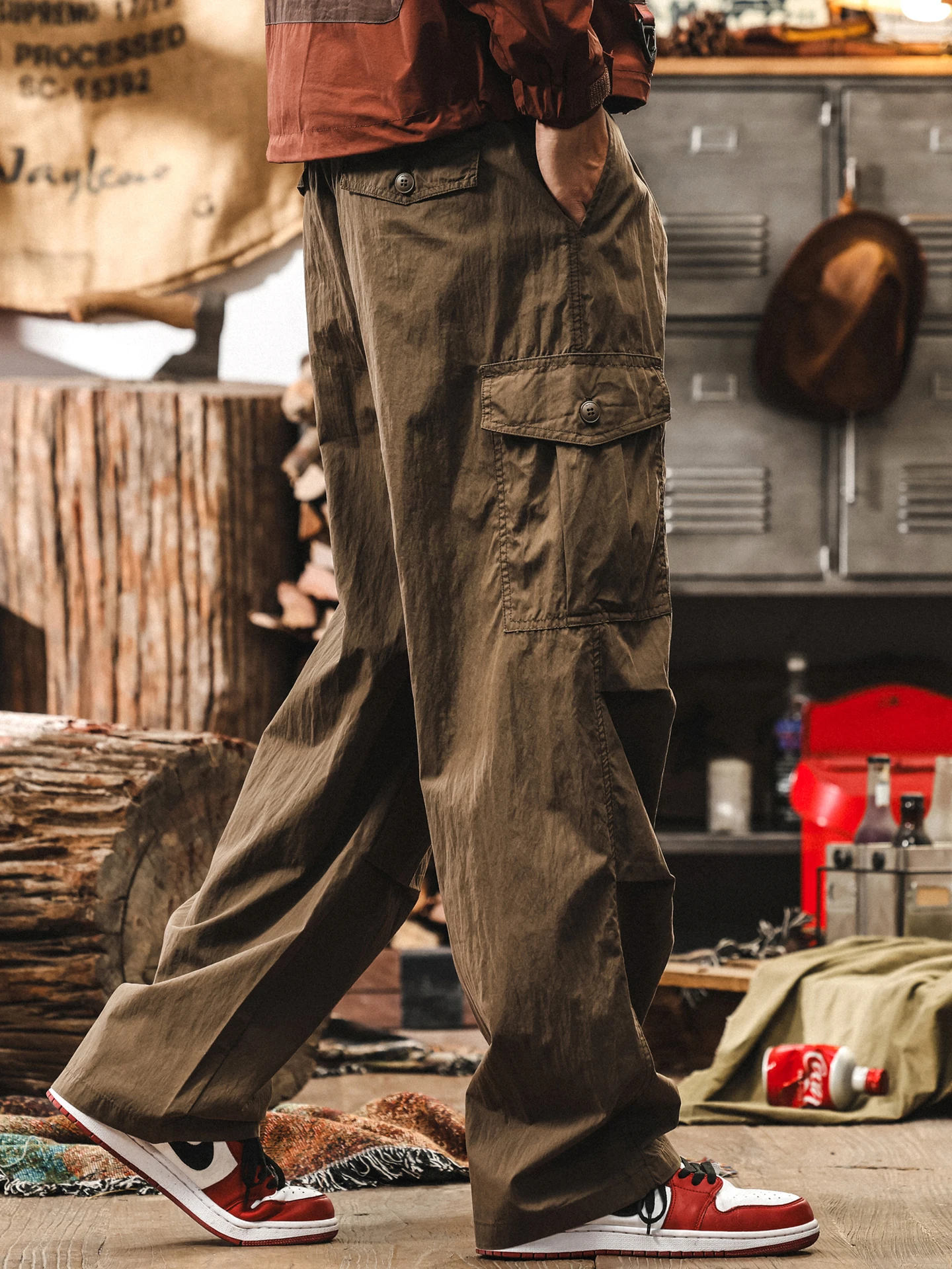 الأمريكية الرجعية رقيقة العمل السراويل الرجال الصيف جديد فضفاض مستقيم سراويل تقليدية كوي الجافة في الهواء الطلق المظلي السراويل الشباب Sle #4