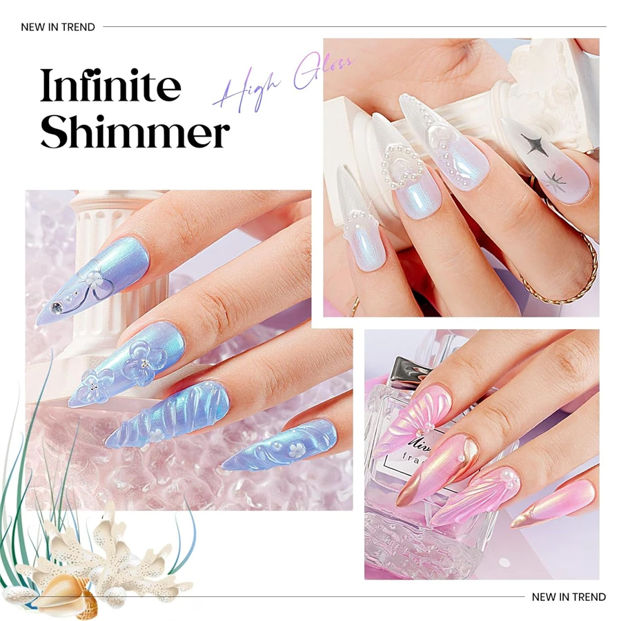 1/6Pcs Shell Gel Nail Polish Set Pearl Shell Texture Effect Nail Polish Soak Off UV LED Semi-Permanent Nail Art Varnish