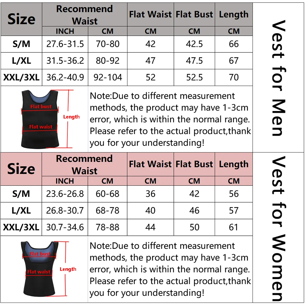 Men Neoprene Sweat Sauna Vest Waist Trainer Slimming Body Shapers Vest Shapewear Corset Gym Underwear Women Fat Burn Tank Top