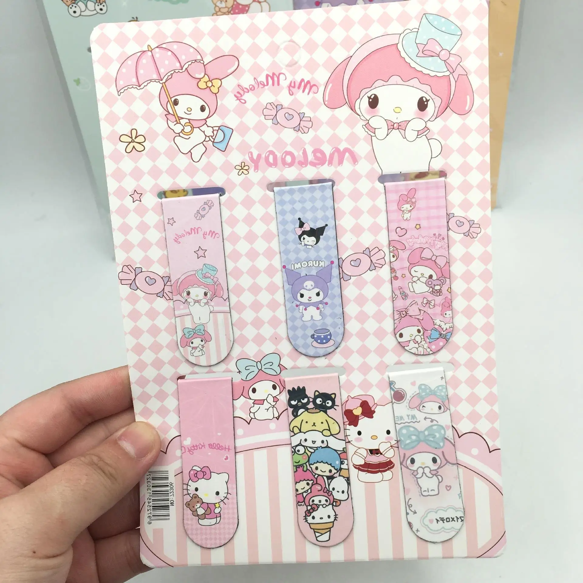 Sanrio Cartoon Magnetic Bookmark Kawaii Kuromi Pachacoo Melody Cinnamoroll Double-sided Bookmark Refrigerator Sticker Wholesale