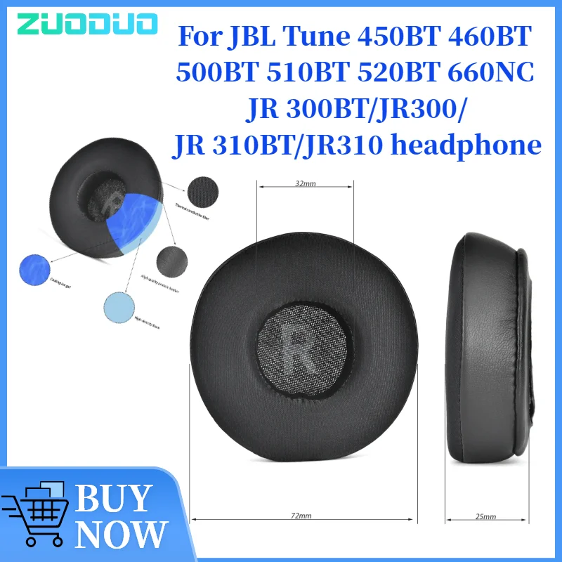 

ZUODUO For JBL Tune 450BT 460BT 500BT 510BT 520BT 660NC JR 300BT/JR300/JR 310BT/JR310 Replacement Ear Pads Cooling-Gel