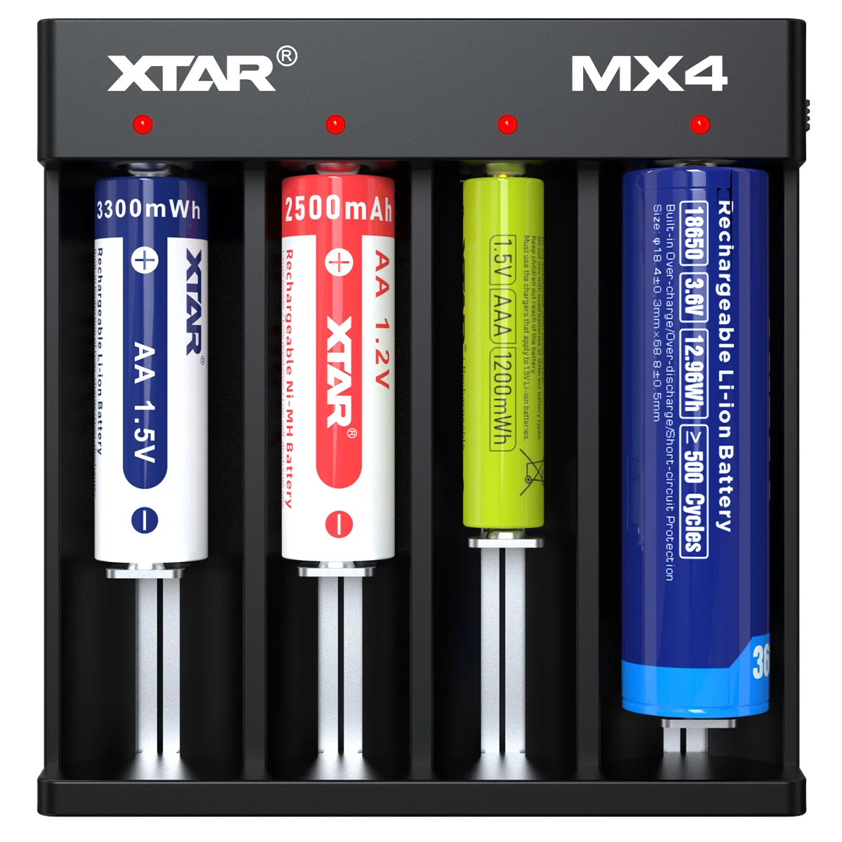 XTAR MX4 intelligent Battery Type-C Plug Rechargeable AA/AAA Battery Ni-MH Battery Charger 18650 Charger Safes LiFePO4