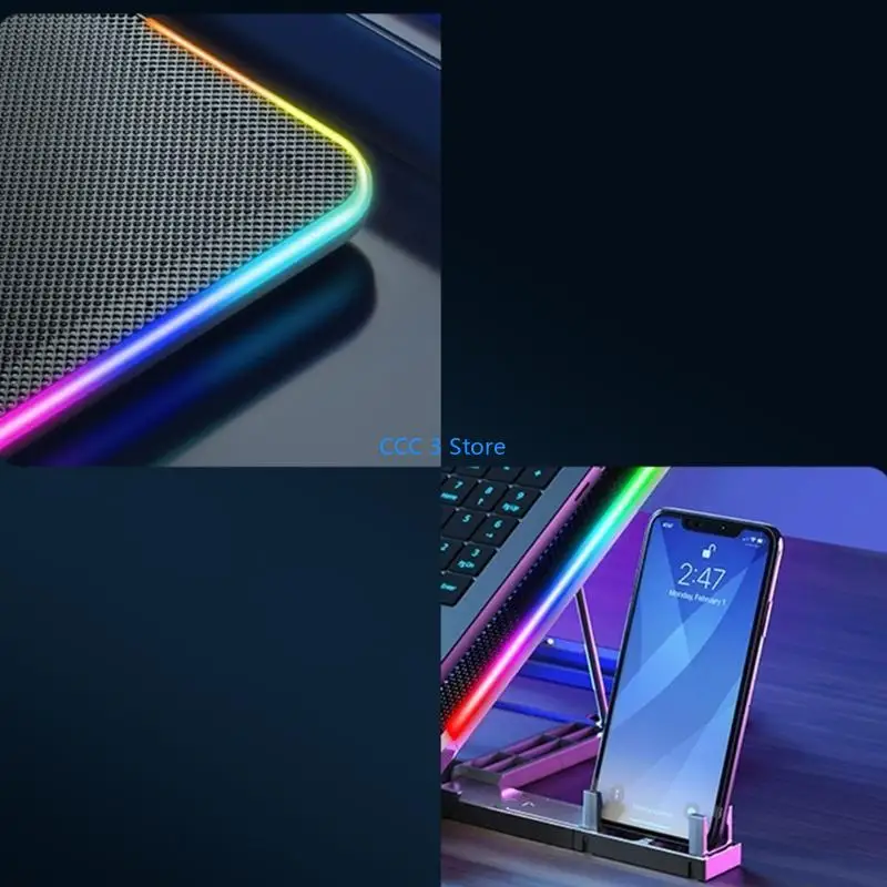 

97bf Gaming Ноутбук Cooler Notebbook Cooling Pad 6 Silent Led Fan Fuls Мощные потоки воздуха регулируемые ноутбук 2 USB