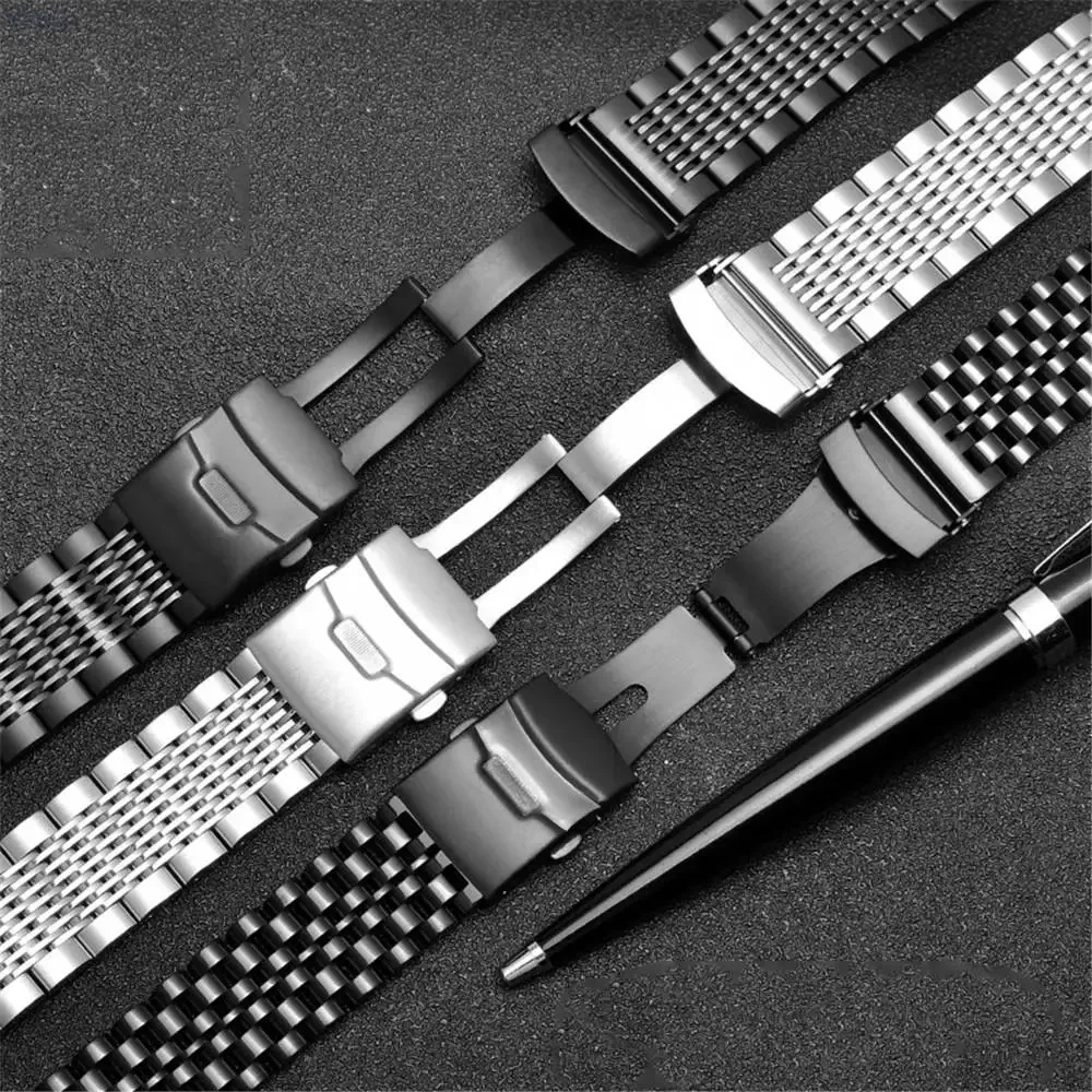 20mm 22mm Stainless Steel Strap for Samsung Galaxy Watch Gear S2 S3 Active 2 Huawei Watch 2 pro GT 2 Solid Metal Bracelet Band image 3